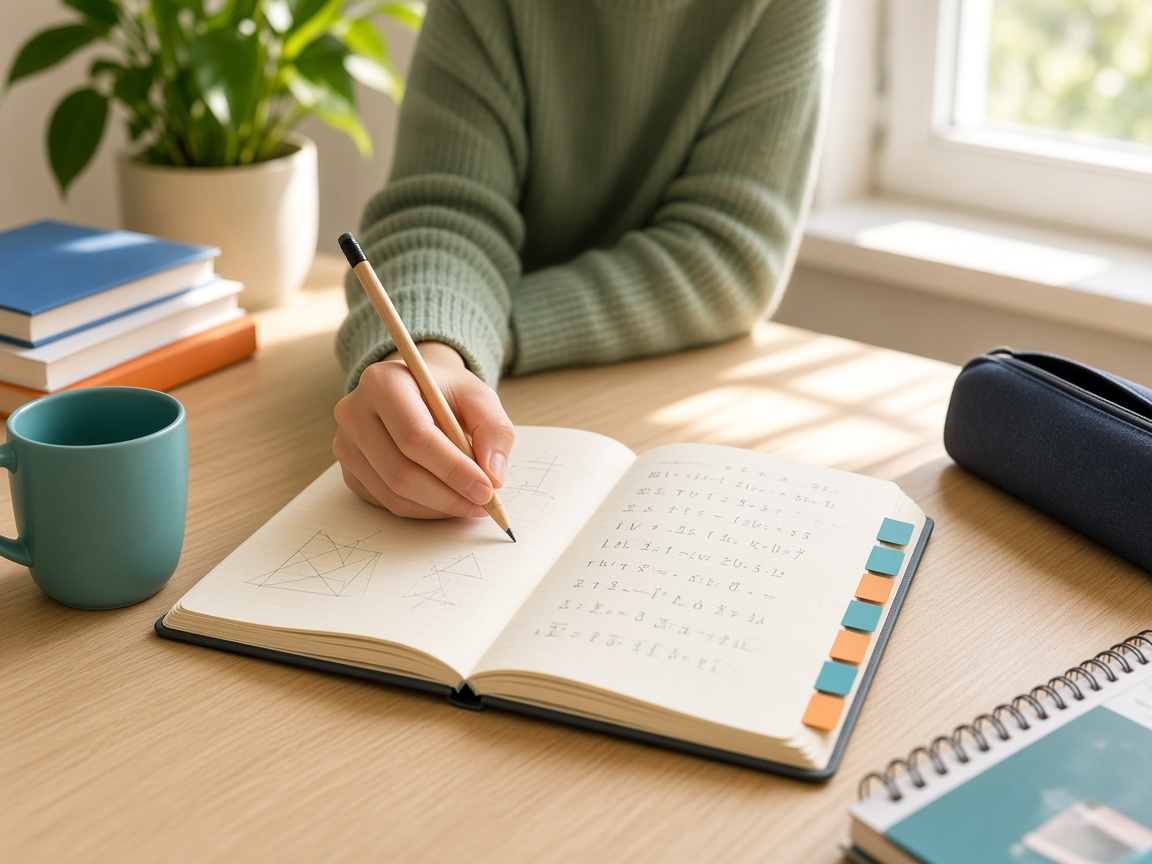 Student solving a chapter problem in a notebook